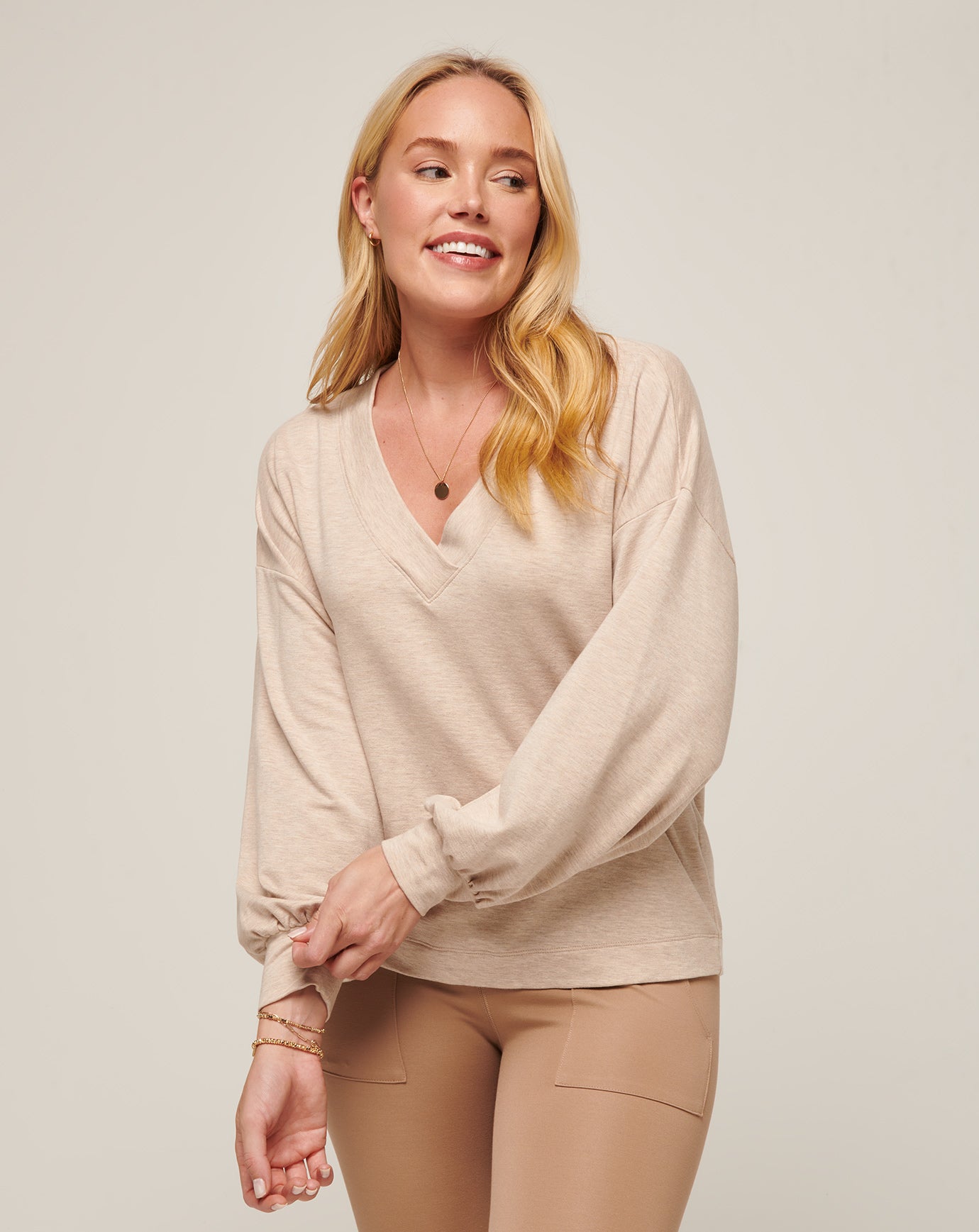 Cloud Terry Vneck Top ∣ TravisMathew