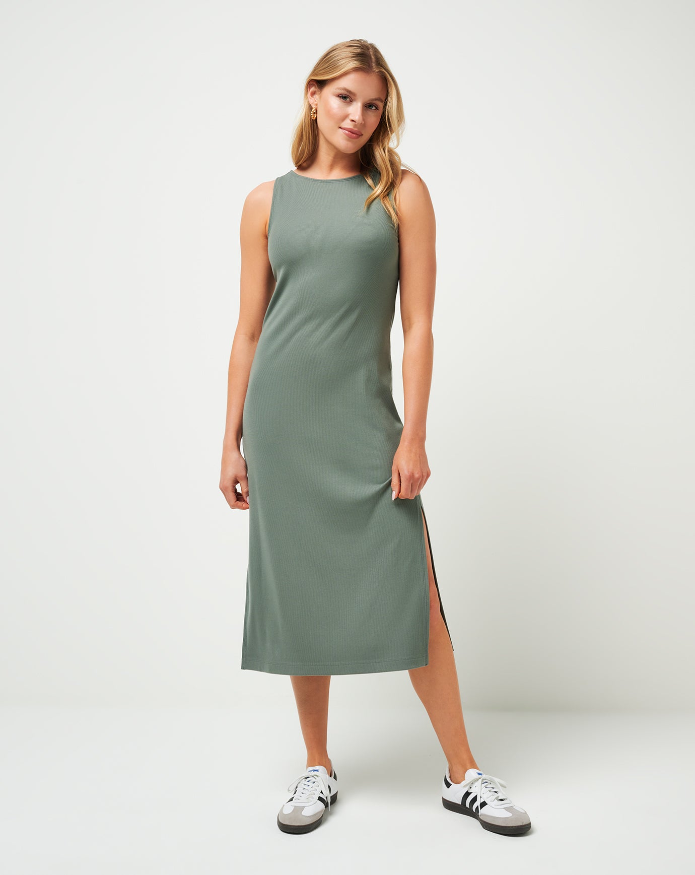 hadley midi dress TravisMathew Women's Cloud Rib Hadley Wood Dress in Agave Green, Size Medium