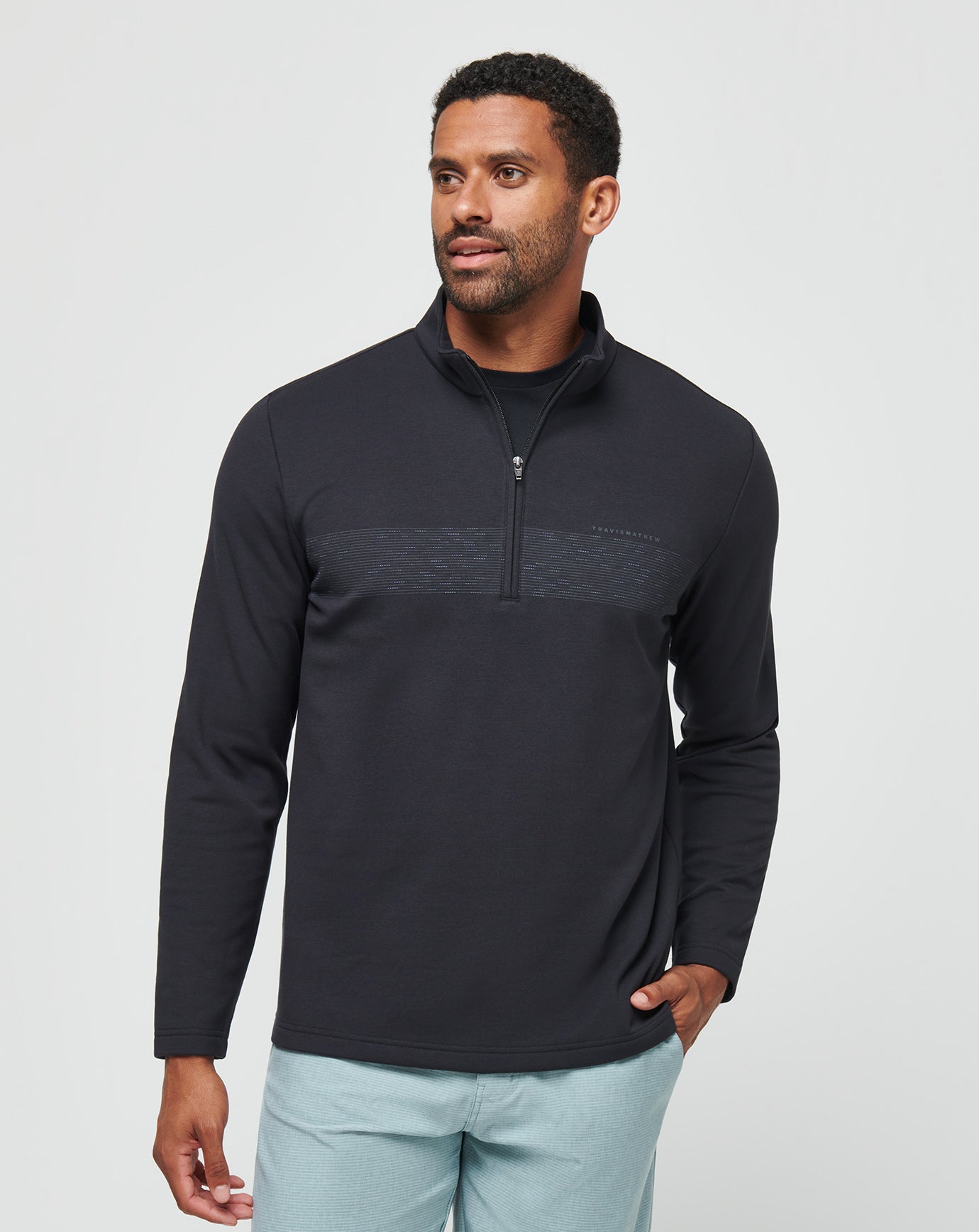 Upgraded Fleece Chest Stripe Quarter Zip ∣ TravisMathew
