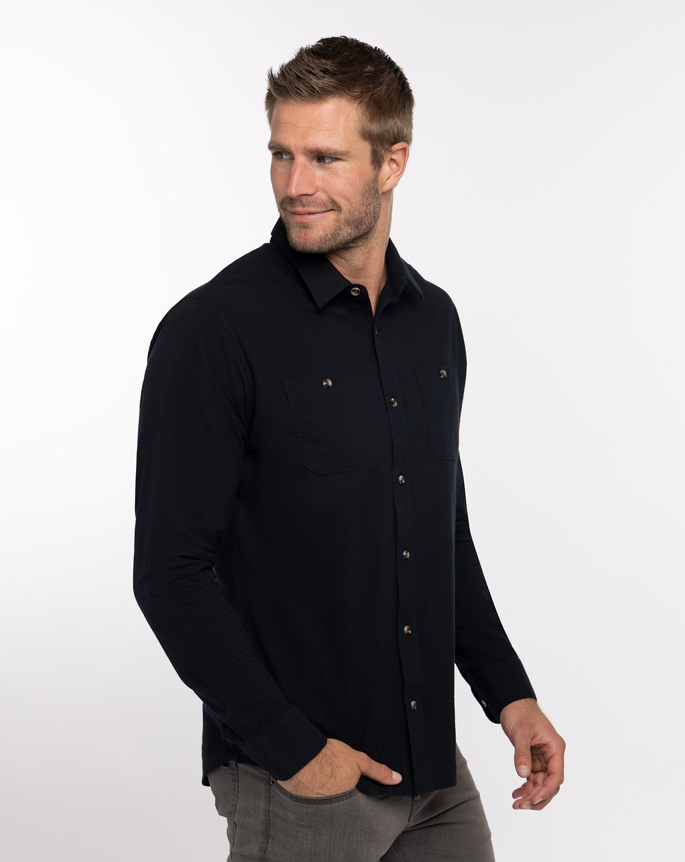 Cloud Flannel Button-Up