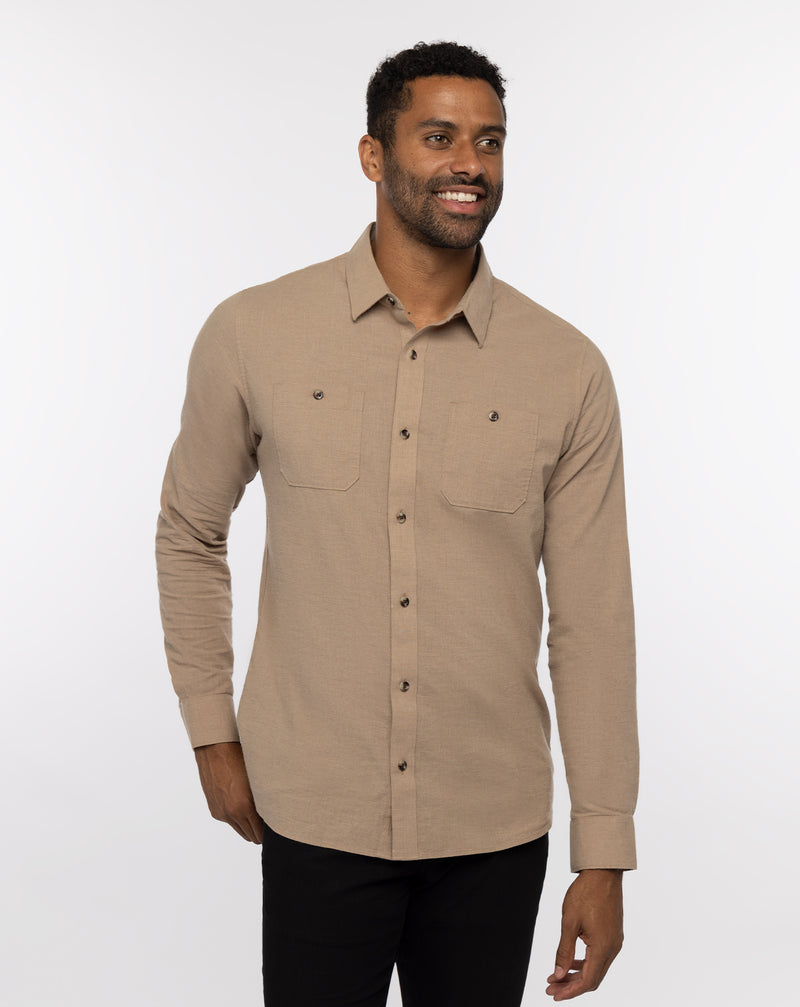 Cloud Flannel Button-Up