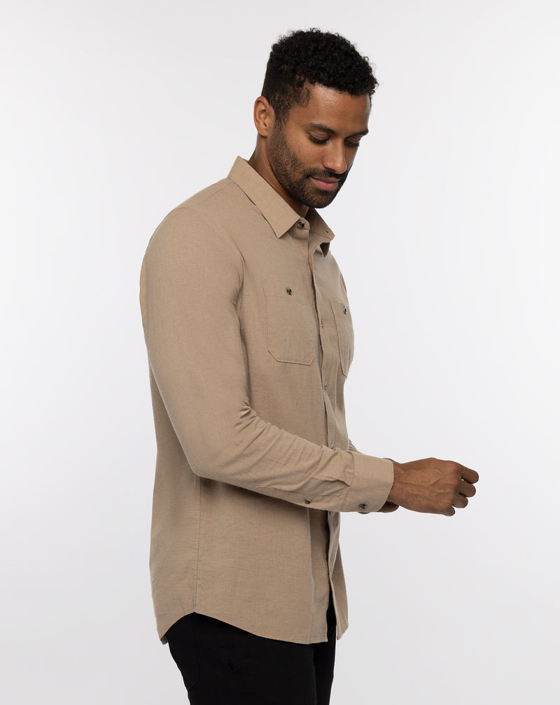 Cloud Flannel Button-Up