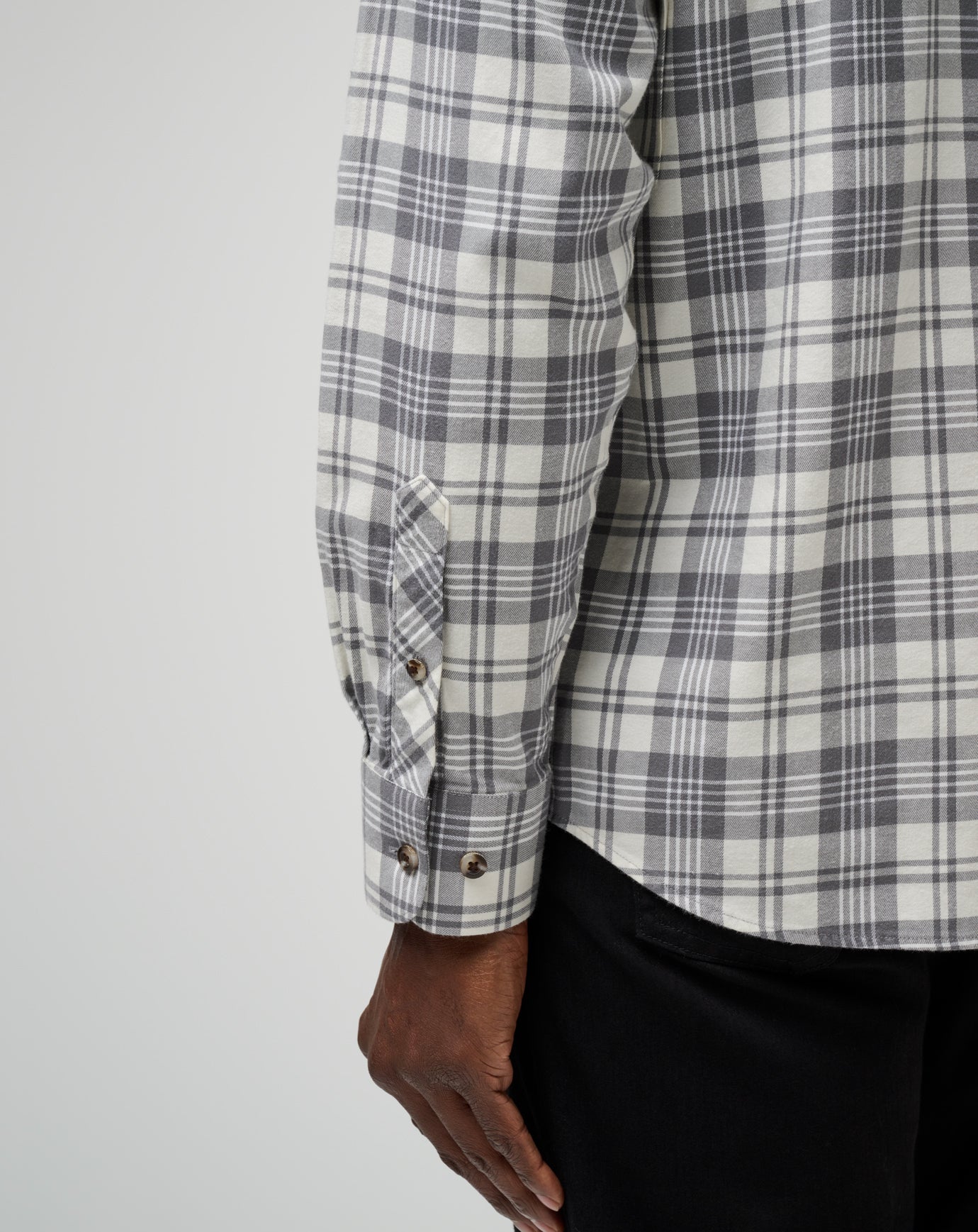 Cloud Flannel Plaid Button-Up