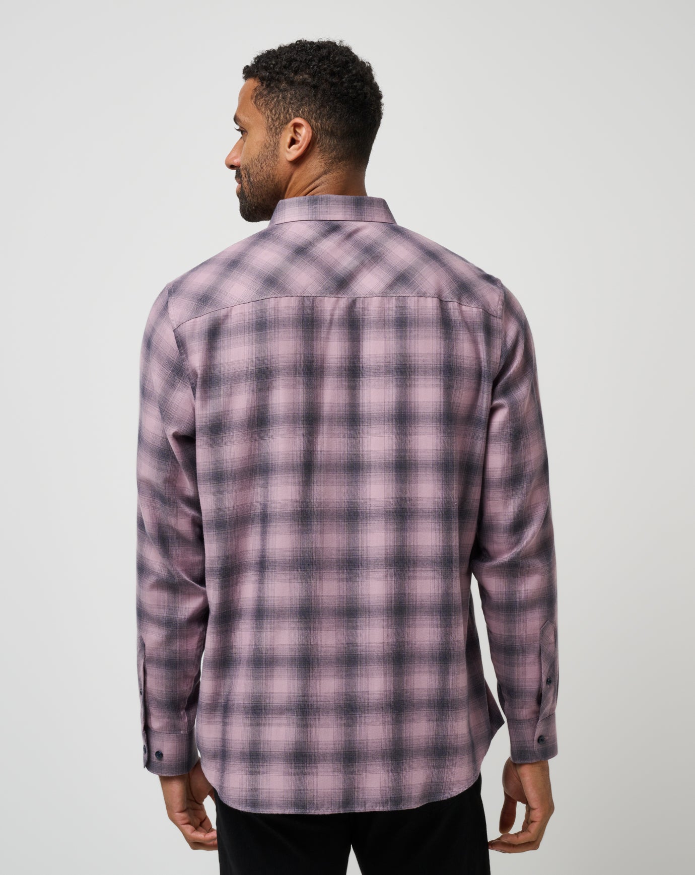 Cloud Flannel Plaid Button-Up