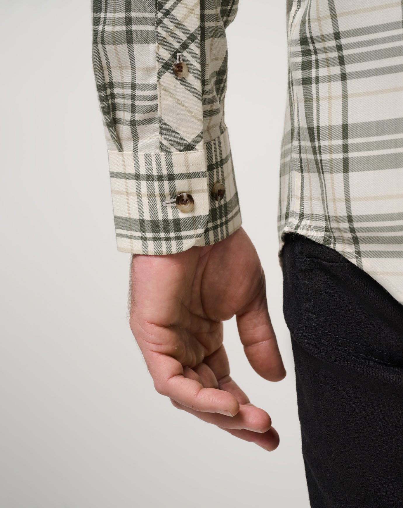 Cloud Flannel Plaid Button-Up