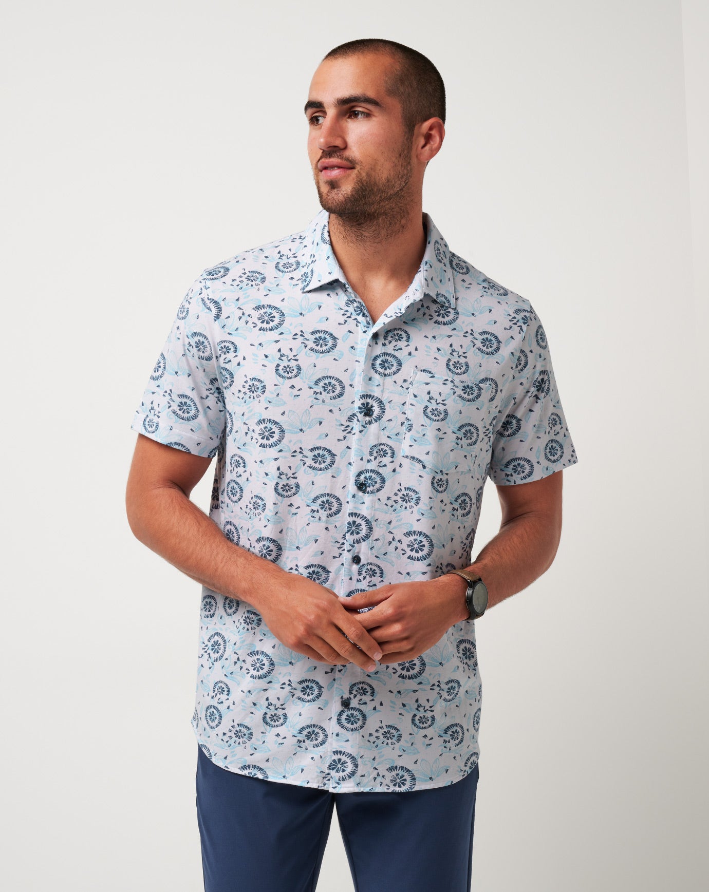 Knit Flourish Button-Up