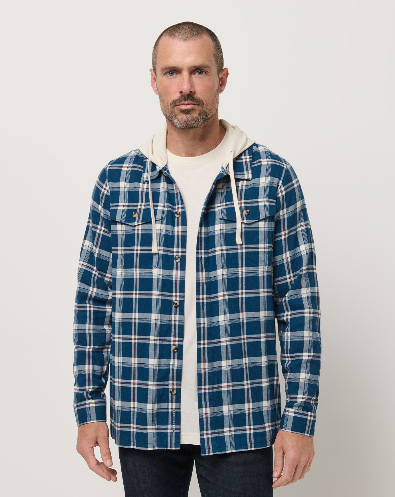 Cloud Flannel Hooded Button-Up image 1