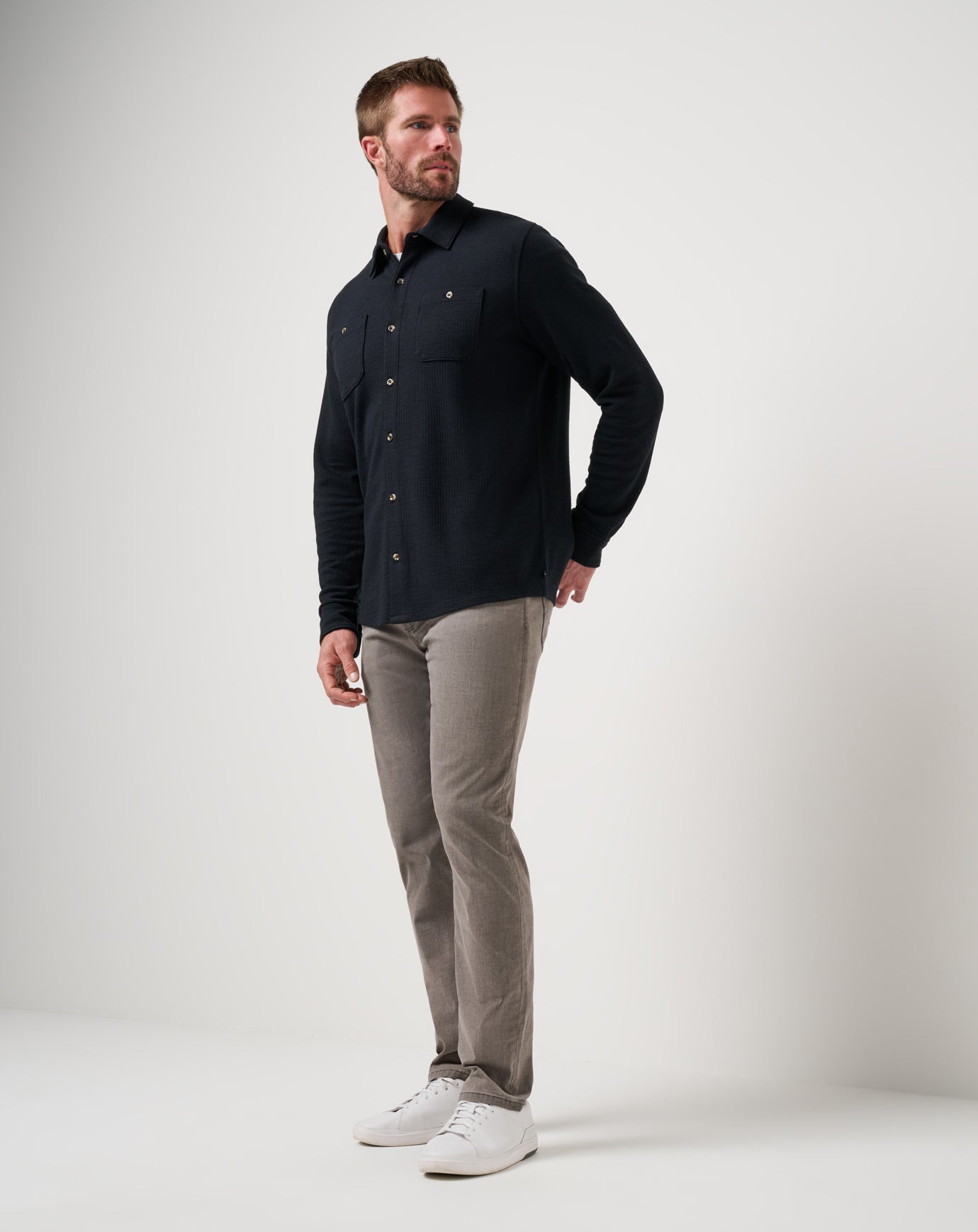 Cloud Waffle Button-Up