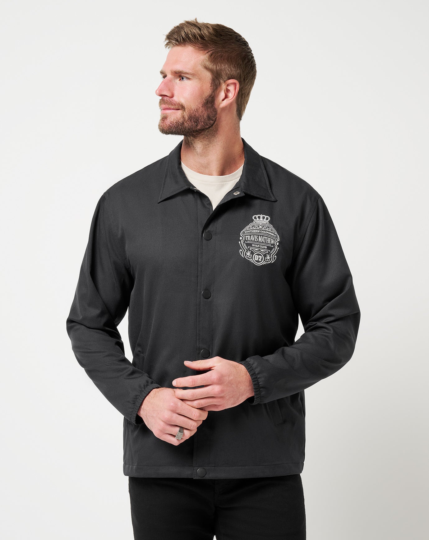 travis mathew dress shirt TravisMathew Men's Lifestyle Shift Shirt Jacket in Navy, Size 3XL