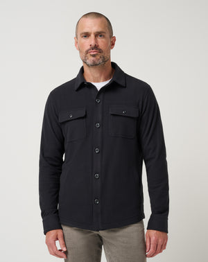 fleece dress shirt TravisMathew Men's Peak Fleece Shirt Jacket in Sleet, Size Small