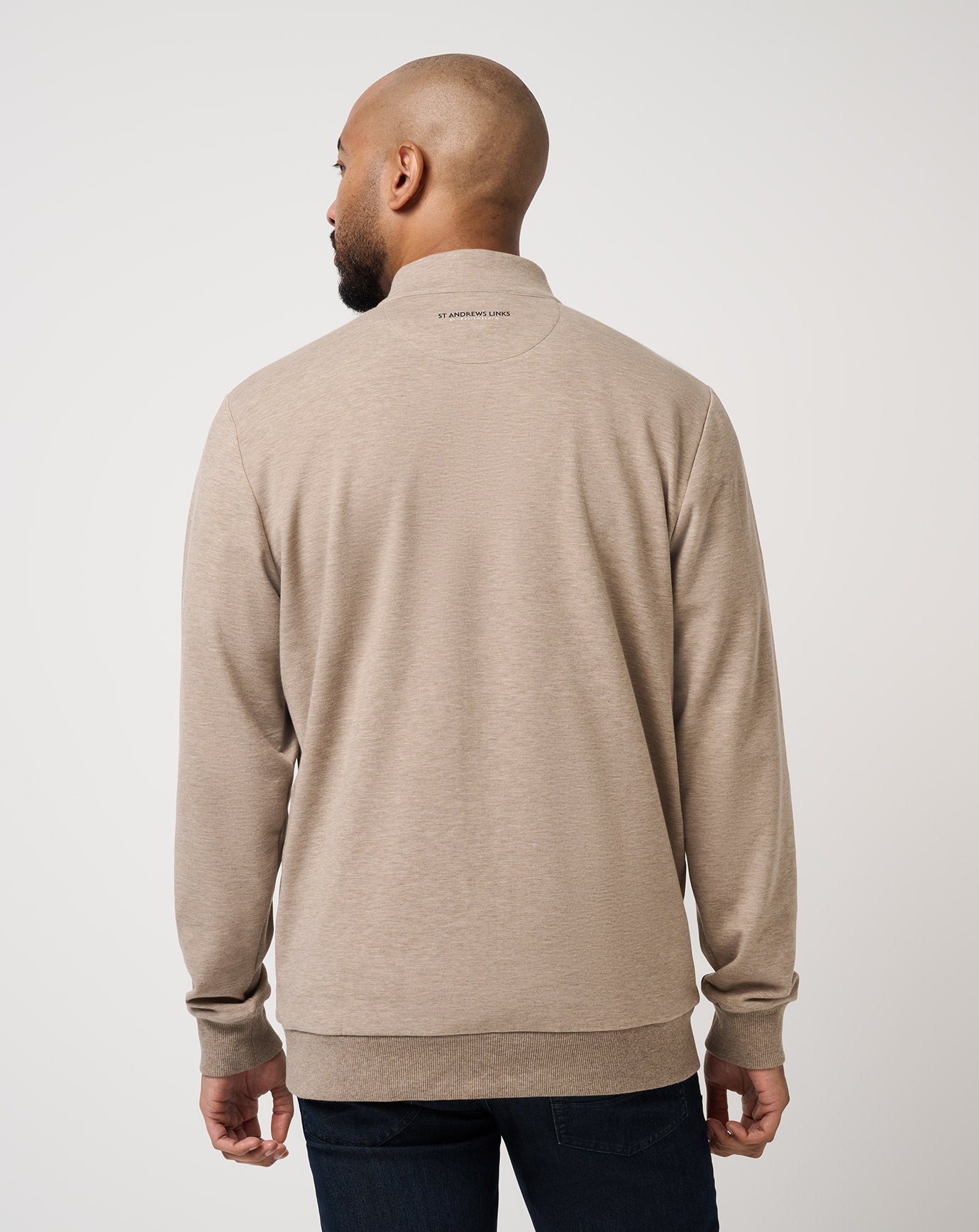 【新品】Theory Staple Cotton 2 Wide SLV Crew St Andrews Shadow Check 2.0 Quarter Zip ∣ TravisMathew