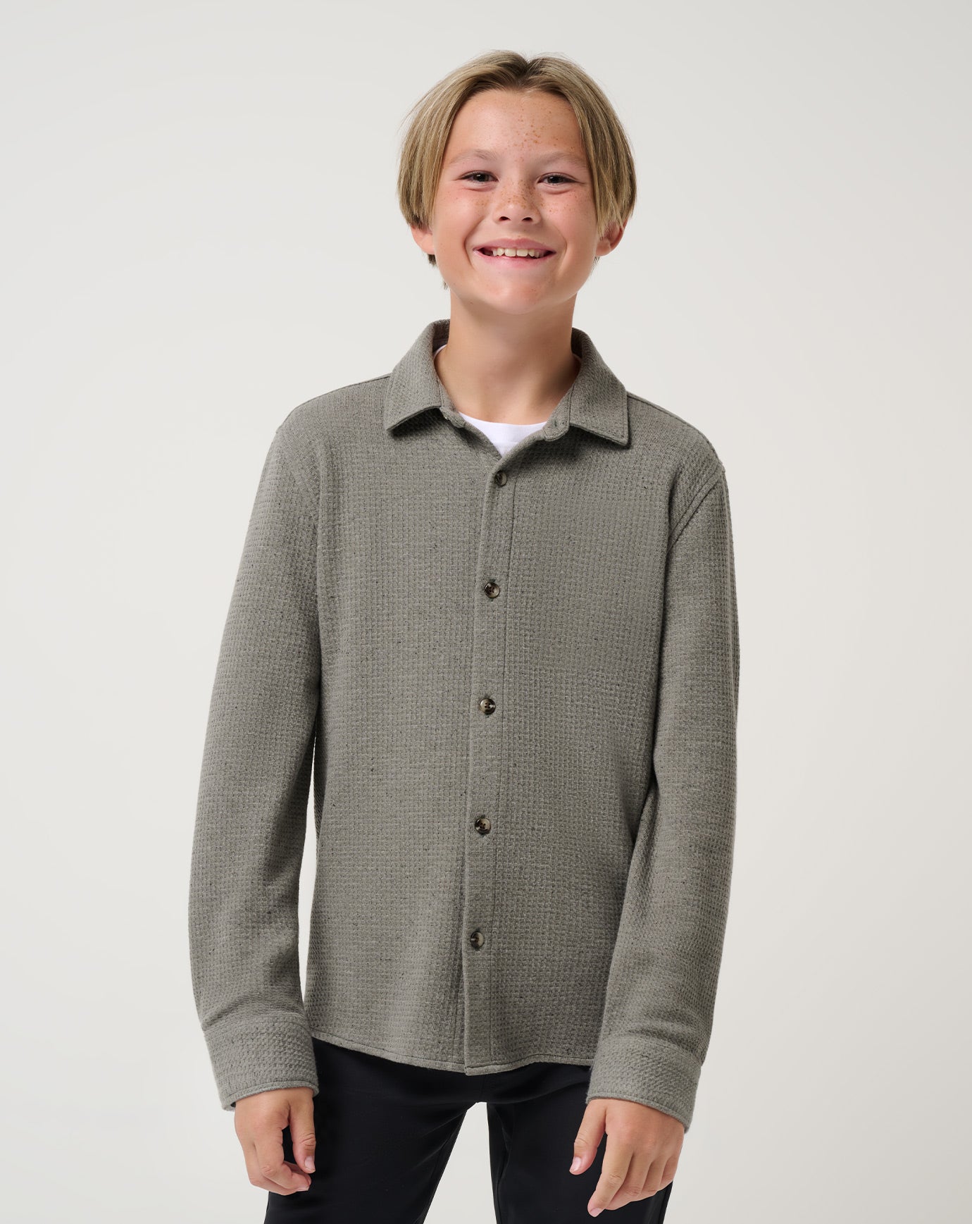 Cloud Waffle Youth Button-Up