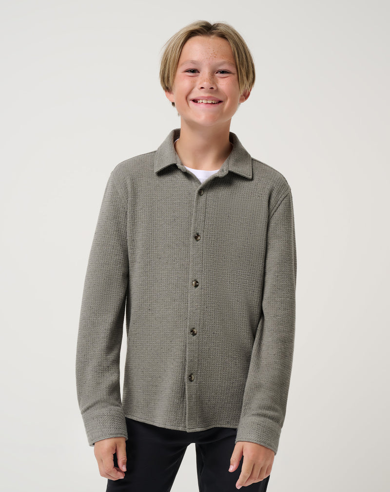 Cloud Waffle Youth Button-Up