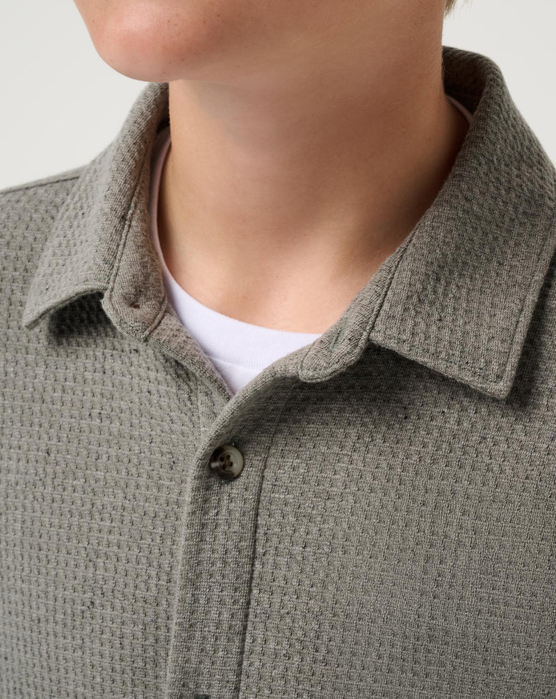 Cloud Waffle Youth Button-Up