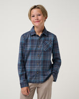 Cloud Flannel Plaid Youth Button-Up