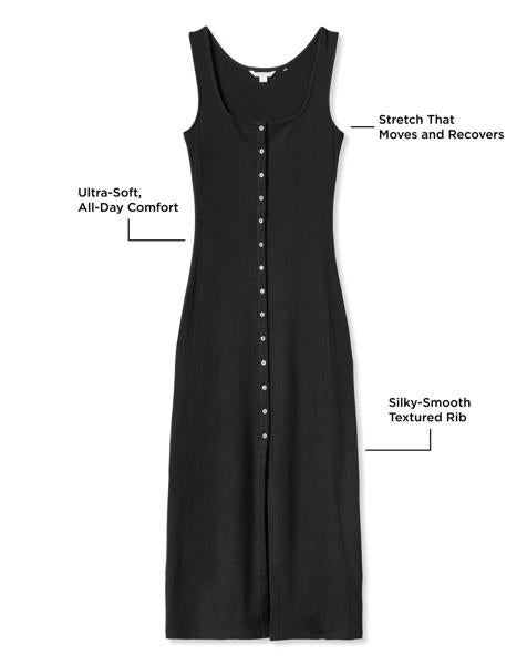 Cloud Rib Button Tank Dress