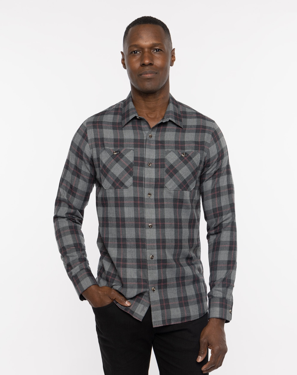 CLOUD FLANNEL PLAID BUTTON-UP