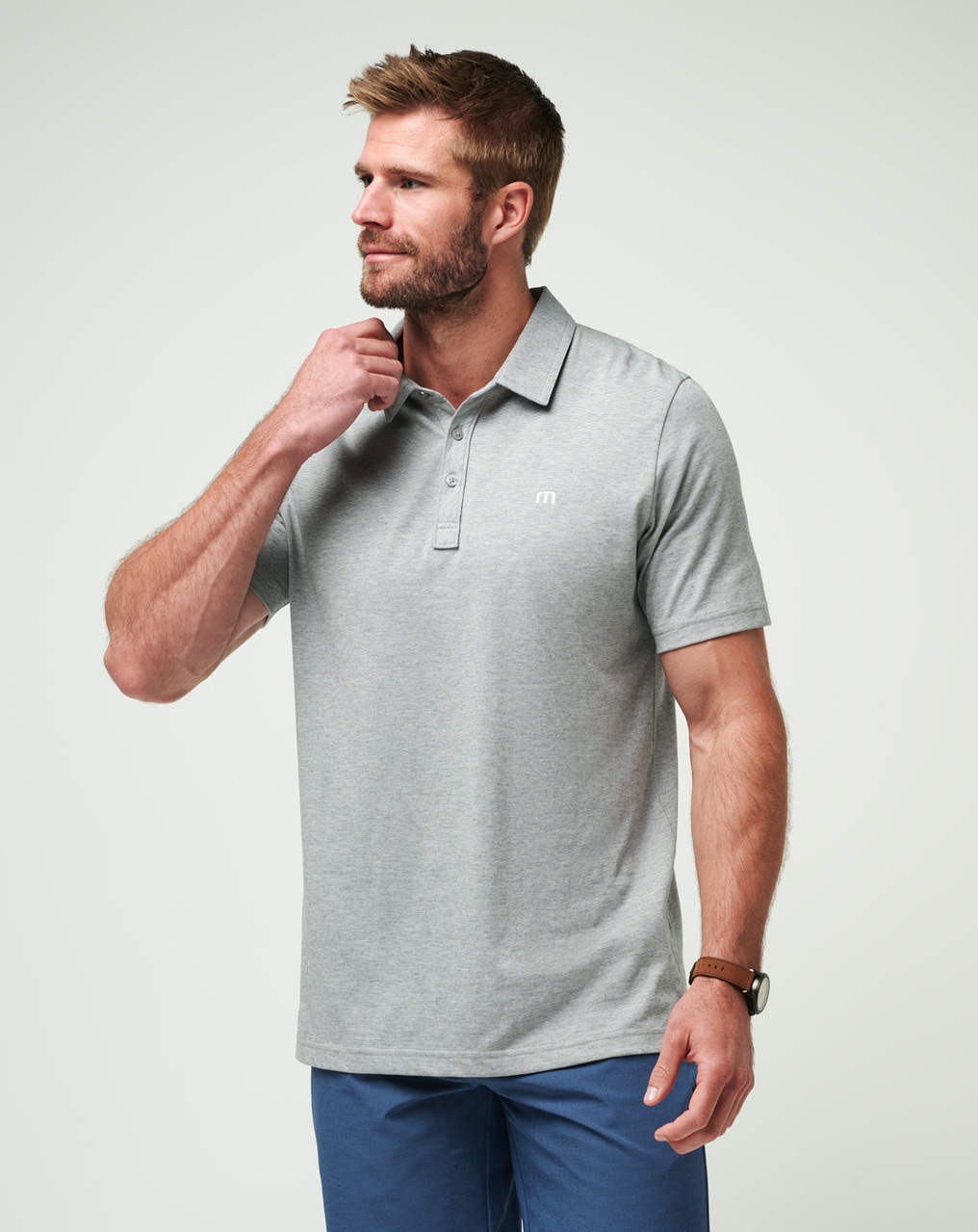 Heather grey polo outlet shirt