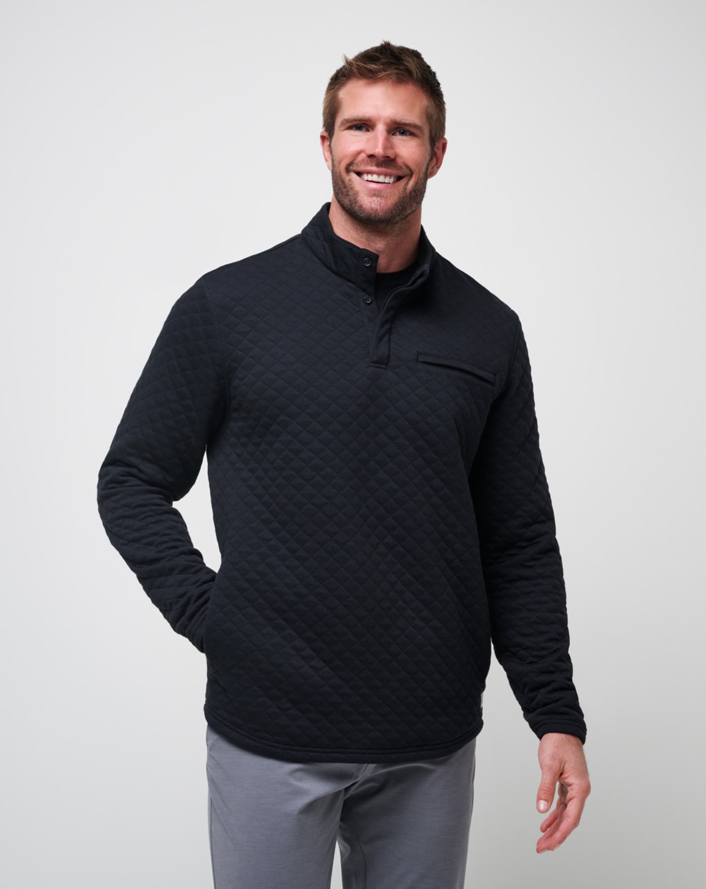 Travis Mathew offers Mens CLOUD QUARTER ZIP Sweatshirt Black Golf Size Large NEW