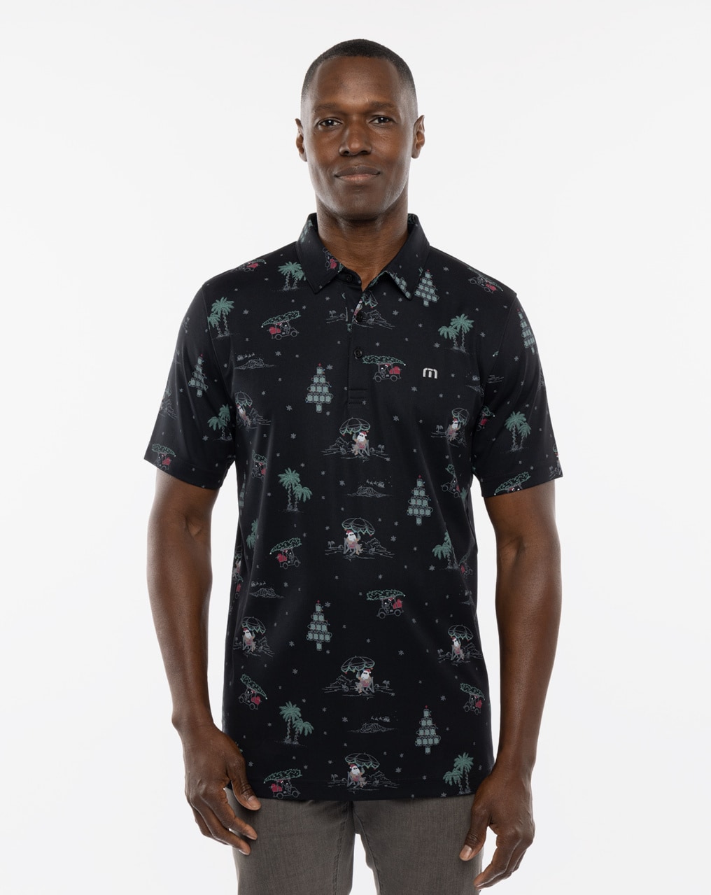 Black floral clearance polo shirt