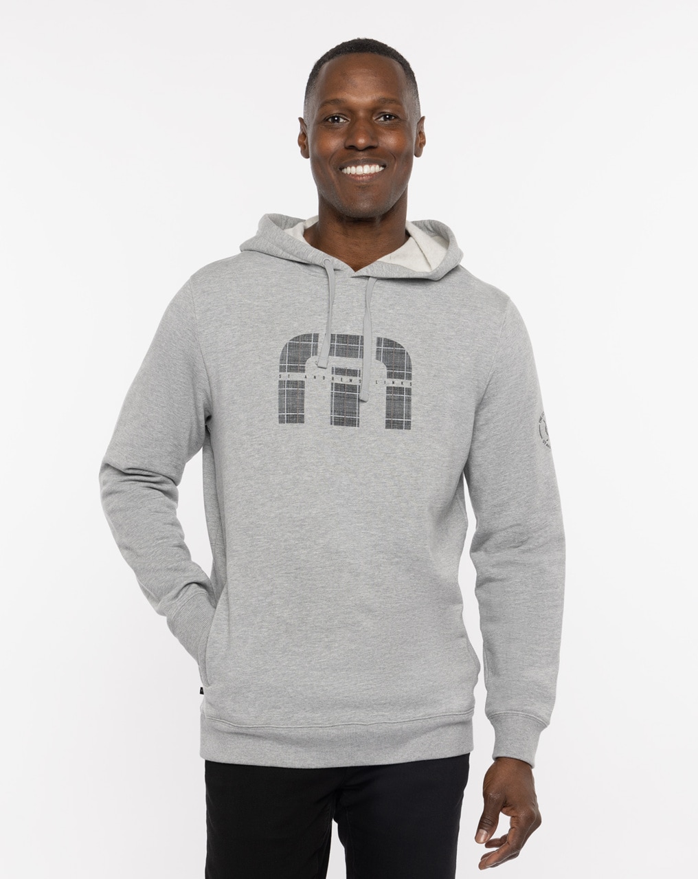 Contrast plaid discount letter graphic hoodie