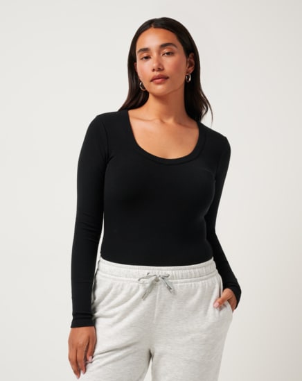 CLOUD RIB LONG SLEEVE TOP Image Thumbnail 3