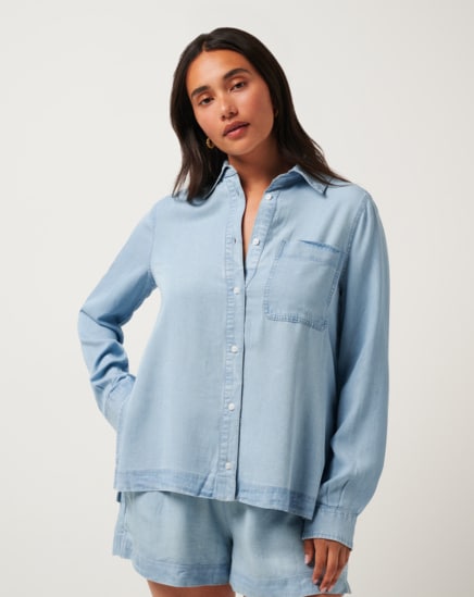 CHAMBRAY BUTTON DOWN LONG SLEEVE Image Thumbnail 4