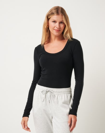 CLOUD RIB LONG SLEEVE TOP Image Thumbnail 0