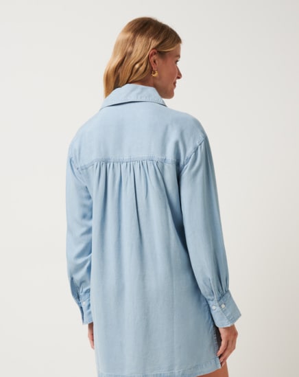 CHAMBRAY SHIRT DRESS Image Thumbnail 1