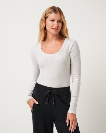 CLOUD RIB LONG SLEEVE TOP Image Thumbnail 0