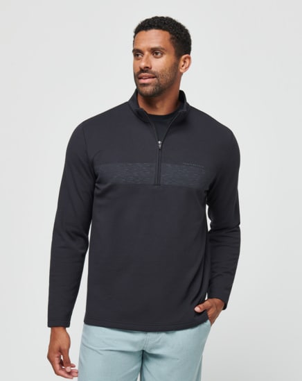 UPGRADED FLEECE CHEST STRIPE QUARTER ZIP Image Thumbnail 1